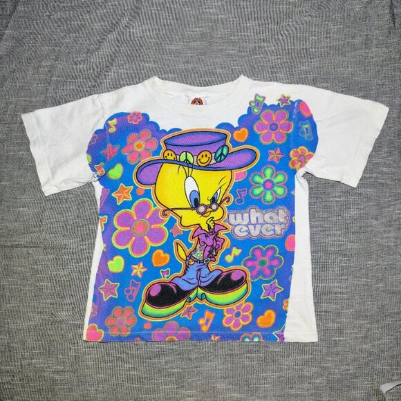 Vintage 90s Warner Bros Looney Tunes Tweety Bird T-Shirt Size Large Kids - Picture 1 of 15